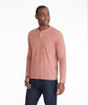 Model wearing a Light Red Long-Sleeve Pima Cotton Henley